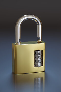 Combination padlock with the year 2027. 3D illustration.