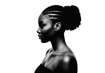 Woman with high bun side profile portrait black and white illustration © MdMostafizar