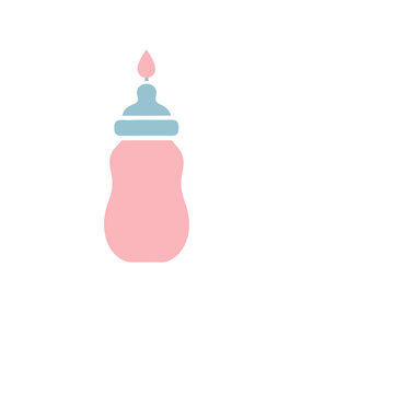 Pink and blue baby bottle icon