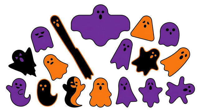 Halloween ghost vector illustration bundle featuring cute spooky characters and funny designs