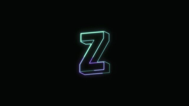 Alphabet Z Neon Text Seamless Loop 4K with Black Background Animated Promotional Typography for Video Editing