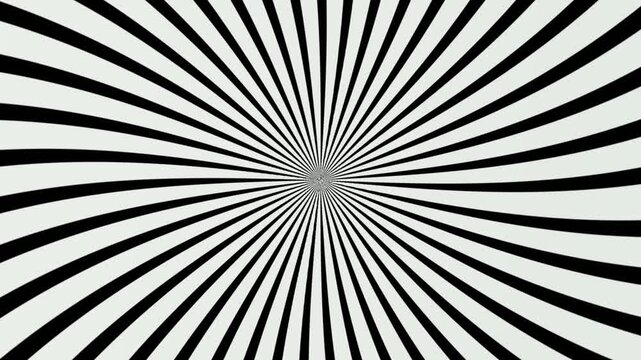 Abstract black and white sunburst pattern with converging lines creating a dynamic radial optical illusion background