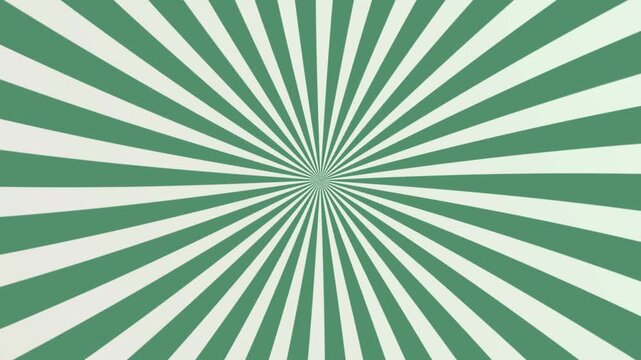 Abstract background with green and white sunburst rays radiating from the center in a retro style