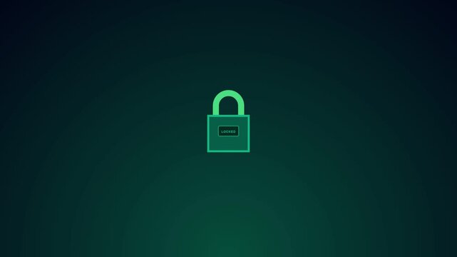 Padlock Unlocking Animation, Digital Security Seamless Loop 4K Technology Background