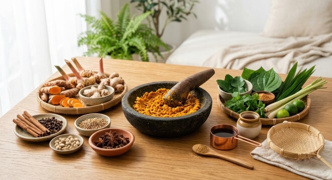 Ayurvedic Medicine Ingredients and Preparation.