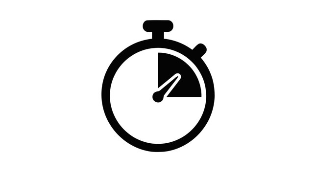 Vector illustration of stopwatch timer icon with quarter segment on a transparent background