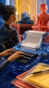 Court reporter capturing courtroom dialogue