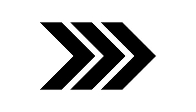 Triple chevron arrow icon isolated on transparent background