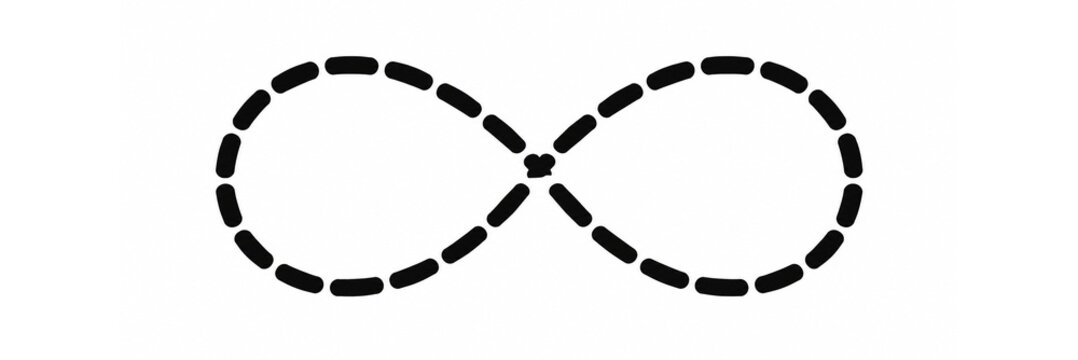 Black dashed line infinity symbol isolated on white background