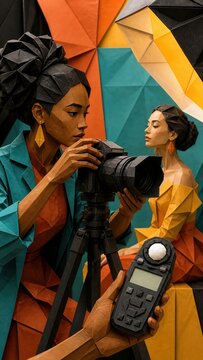 Photographer capturing a carefully composed portrait
