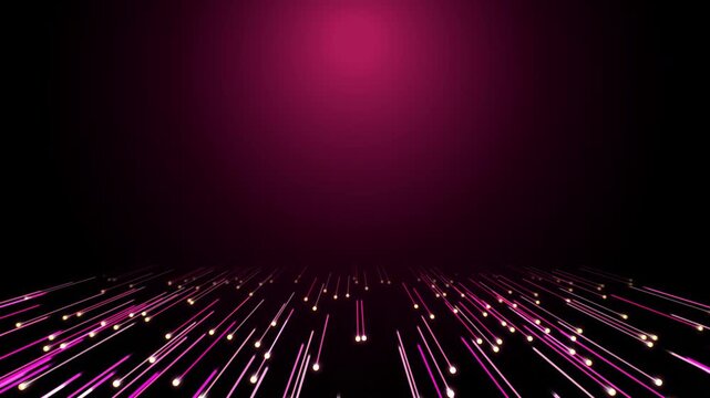 Magenta Fiber Optic Light Streaks Glowing Digital Data Grid Background