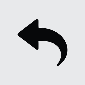 Curved back arrow icon, undo action, reply and return navigation symbol vector