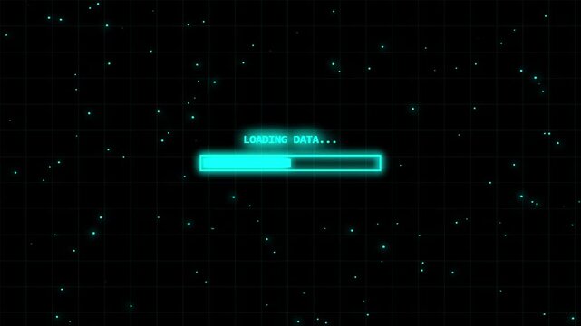 Cyber HUD Loading Data Progress Bar Glowing Cyan Grid Loop Background