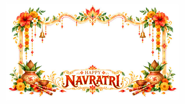   Happy Navratri festive text design

