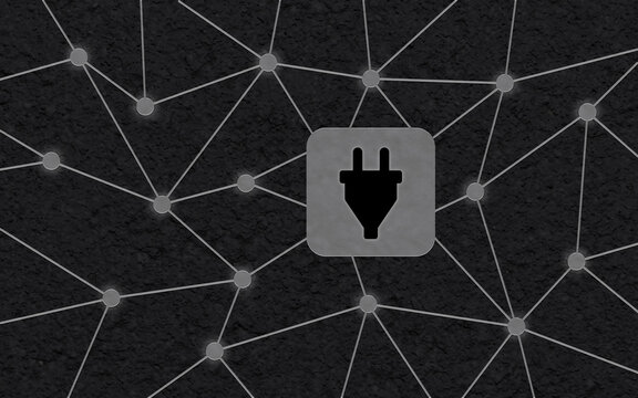 Netzwerk mit elektrischem Steckersymbol als zentrales Konzept f&uuml;r Vernetzung, Energieversorgung und digitale Technologien in einer modernen digitalen Welt.