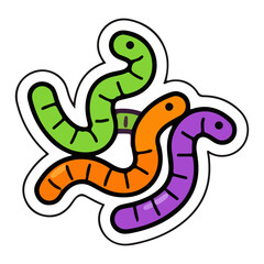 Obraz premium Funny Spooky Worm Characters Halloween Illustration