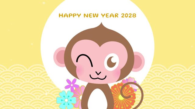 Chinese Zodiac monkey mascot animation video. Lunar New Year cartoon animation.