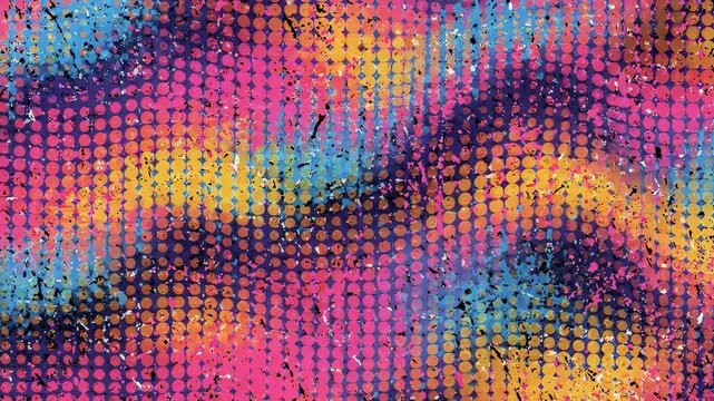 Pop art halftone wave background vibrant retro abstract pattern with colorful gradient and grunge texture for creative design and digital motion.