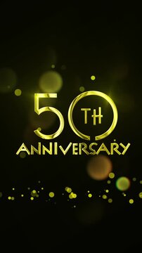 50th Anniversary Golden Text Animation with Glowing Bokeh Particles and Luxury Celebration Background