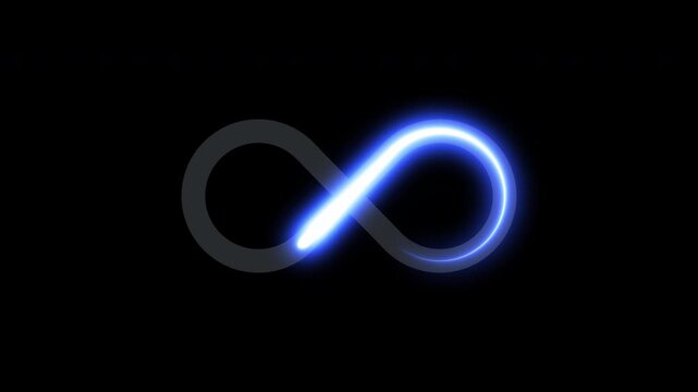 Blue Neon Glowing Infinity Sign Loading Spinner Animation 4K Alpha Channel