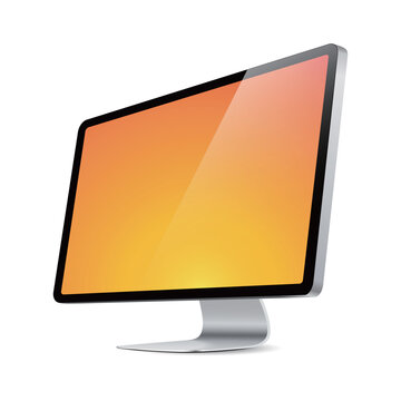 computer isolated on white, lcd monitor isolated on white