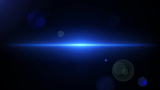 Blue Light Beam Lens Flare Animation with Cinematic Glow and Light Streak
