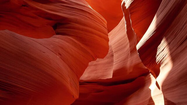 Red Rock Formation in Antelope Canyon, Cinematic Landscape Scene, This captivating video showcases the mesmerizing beauty of red rock formations within the iconic