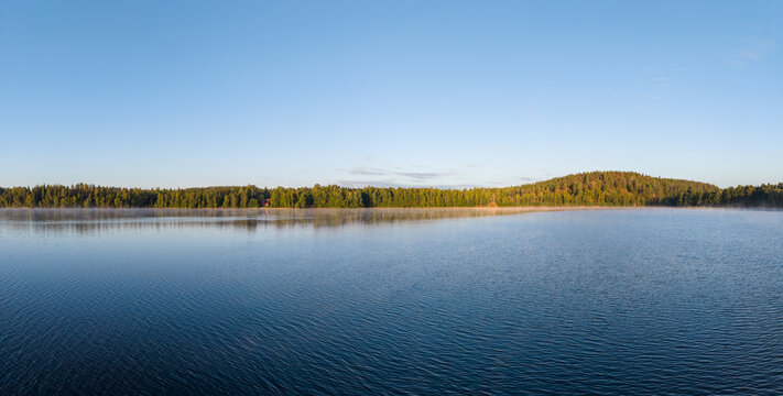 Hallangen lake aerial view. Kalmar region. Sweden