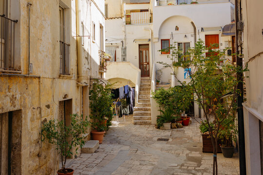 Traditional Historic Courtyard and Stone Houses in Altamura Italy