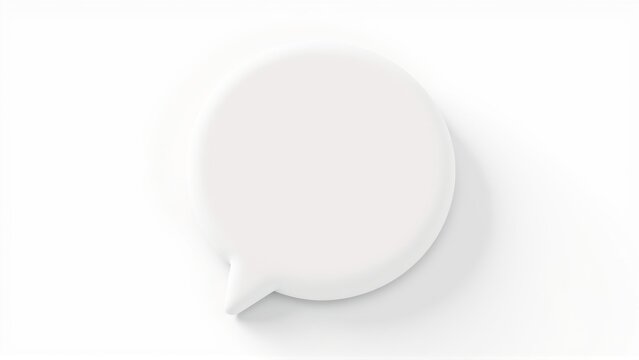 White speech bubble isolated. Minimalist design, clean aesthetic. Simple communication symbol, blank space for text.