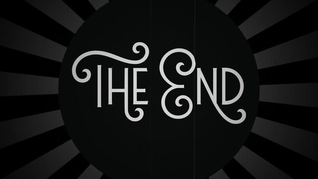 The End Vintage Typography with Retro Radiating Rays Background Animation