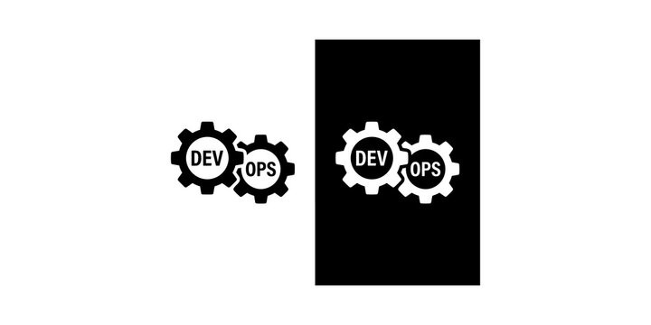 DevOps gear icons vector illustration with text for software development engineering concept.