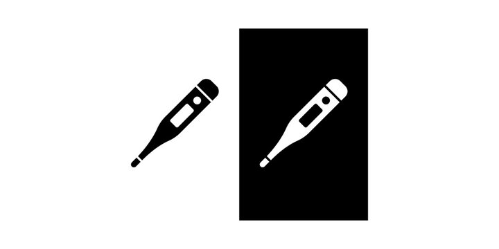 Digital thermometer icon vector illustration with black rectangle for medical health care diagnosis.