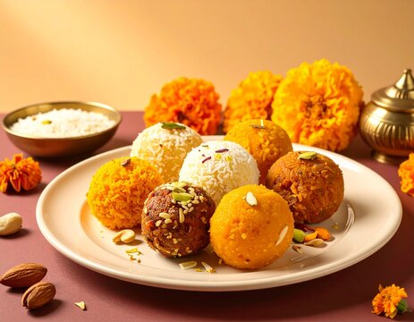 Premium Indian Laddus Assortment for Diwali Festival Celebration and Traditional Sweets