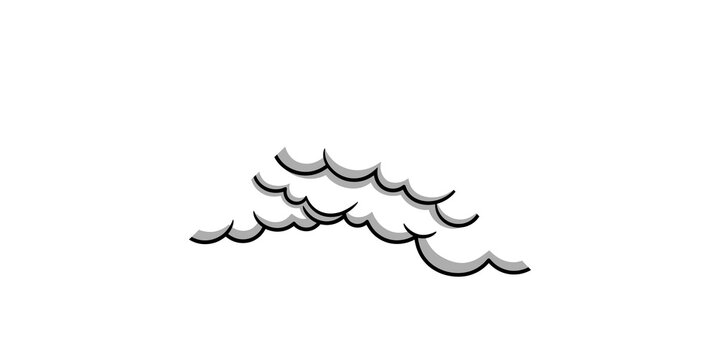 White cloud cluster with black outlines arranged in a triangular mountain shape for creative sky design.