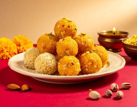 Premium Indian Laddus Assortment for Diwali Festival Celebration and Traditional Sweets