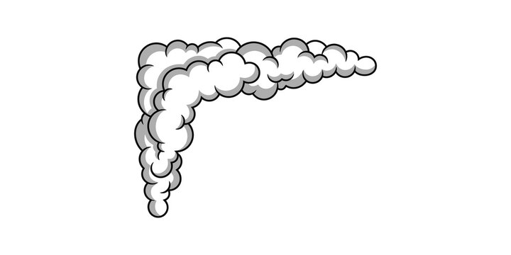 Comic style smoke cloud border white steam puff graphic element for manga frames and action scene background.