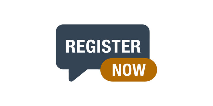 Register now button in a chat bubble design for website call to action and online registrations.