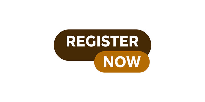 Brown register now button with orange highlight for a clear and effective call to action.