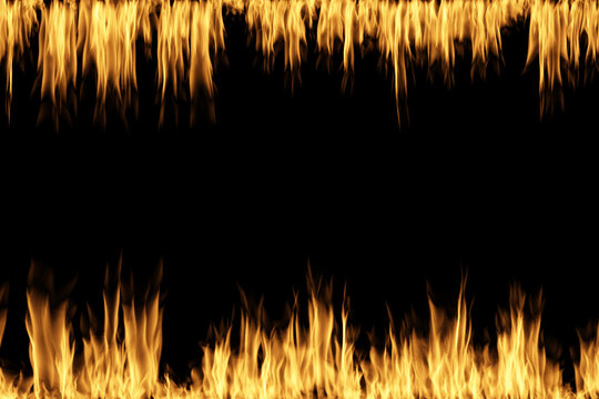 Abstract glowing fiery frame with a dark center, resembling a digital energy portal or a burning vortex.