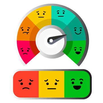 Customer Emotional Feedback Gauge with Satisfaction Rating and Mood Scale Vector Diagram