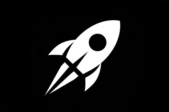Rocket icon space launch silhouette black white simple vector graphic rocket icon silhouette with simple black and white vector style, representing space launch and innovation, ideal