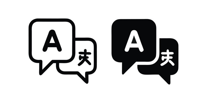 Translation Icon Set With Speech Bubble Language Vector Illustration Design