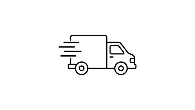 Delivery truck icon fast shipping moving cargo van logistic service.