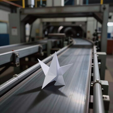 Origami Conveyor Airport. Realistic Conveyor Belt Imagery