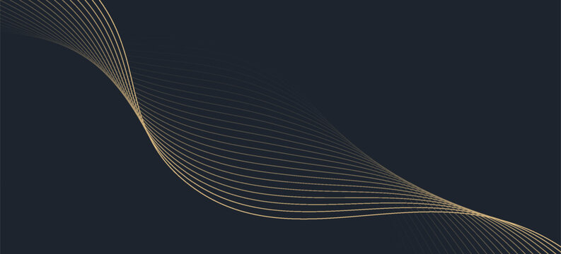 Abstract geometric vector curve lines shape in premium gold color isolated on transtransparent background. Dinamic flowing gold gradient wave pattern. Vector llustration