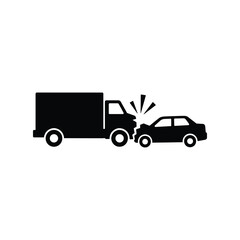 Fototapeta premium Truck Car Collision Traffic Accident Solid Silhouette Icon