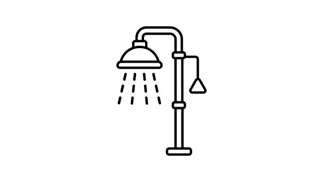 Shower black line art vector illustration for bathroom and hygiene concepts.