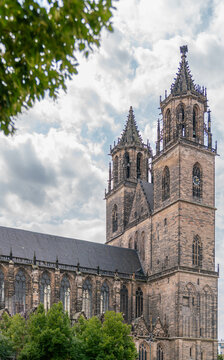 Magdeburger Dom, Magdeburg Cathedral famous landmark on a summer day, Saxony-Anhalt, Germany
