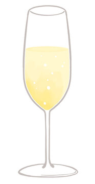 フルート型ワイングラスに入ったスパークリングワインのイラスト　
